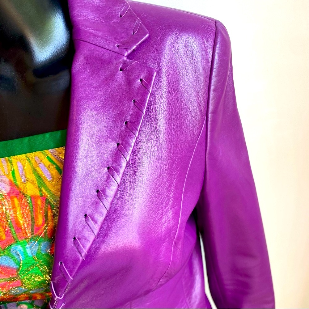 Escada vintage raspberry /purple Lamb leather jacket